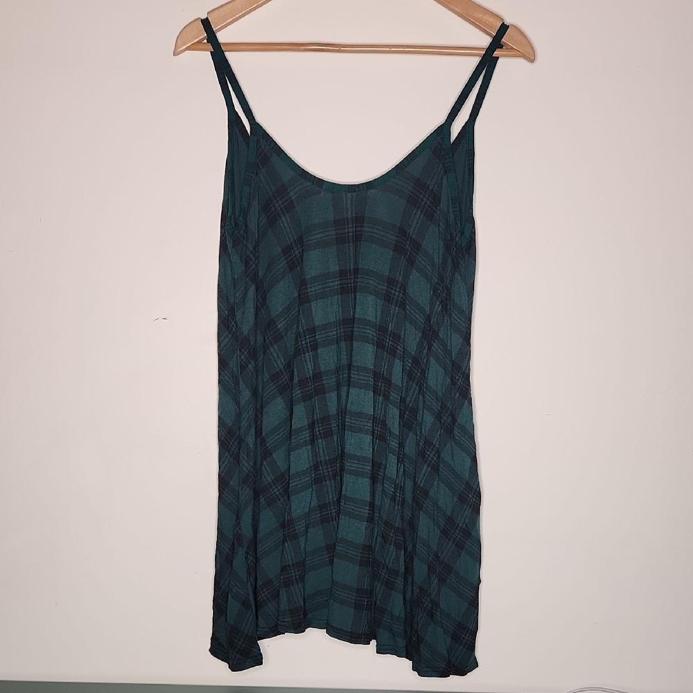 Green Plaid Sleeveless Tank